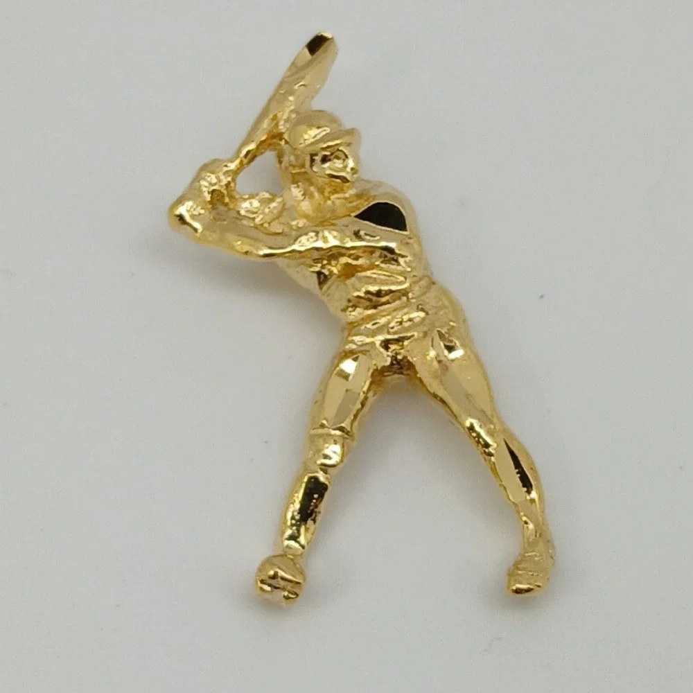 Karatbond Vintage Y2K Baseball Player Batter Charm Gold Made  USA New-Old-Stock